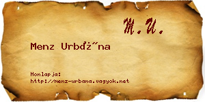 Menz Urbána névjegykártya